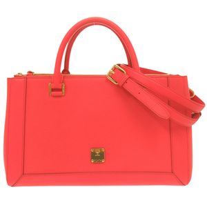 美品 MCM LOGO 2WAY皮革红色手提包 红色 1653【二手】MCM