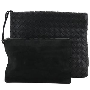 博特加·韦尼塔 BOTTEGA VENETA 经典水文系列 手拿包 交织纹 667284V0E508803 皮革 黑色 A5 开口款 男士【二手】