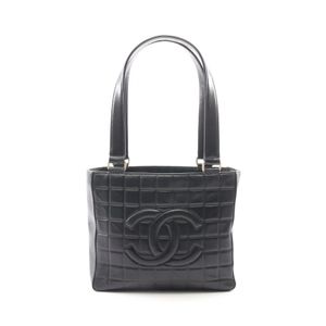 [Used] Chanel CHANEL Tote Bag Chocolate Bar A17809 Black Lambskin (Sheepskin) Chocolate Bar Coco Mark Tote Bag Women's Used B