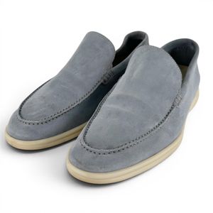 Excellent condition ▲ Loro Piana 52625L SUMMER WALK Suede Leather Moccasins, Gray, Size 40.5, Made in Italy, Men's