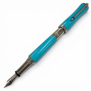 Mint Condition ▼ MONTBLANC Maria Callas Special Edition Fountain Pen, 14K Gold Nib, Blue Gemstone, Medium Nib, White Star, Turquoise Blue, Silver, Made in Germany, Men's, Retail Price: ¥225,500