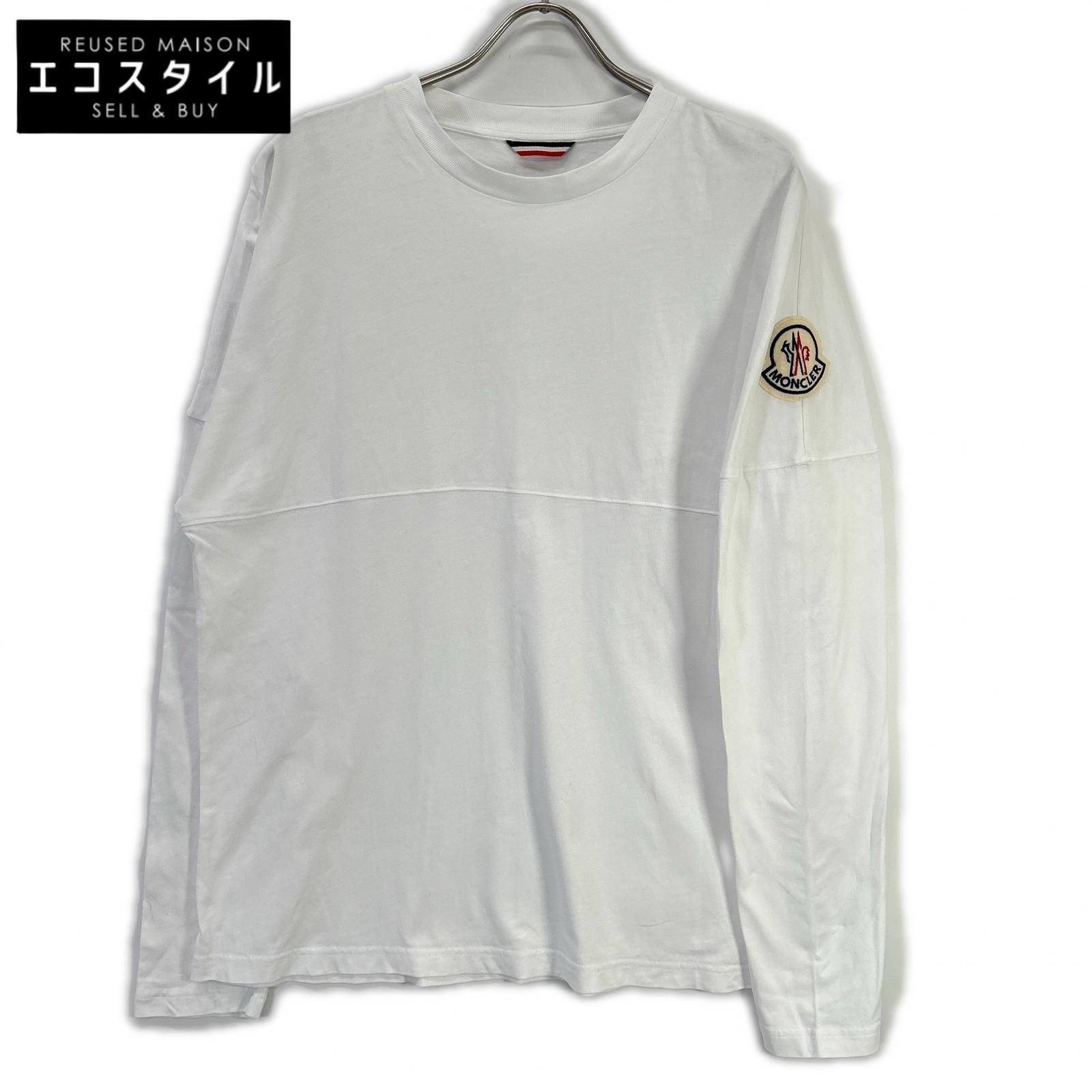 Moncler White MAGLIA T-SHIRT M / LUNGA Big Patch Long Sleeve Cut