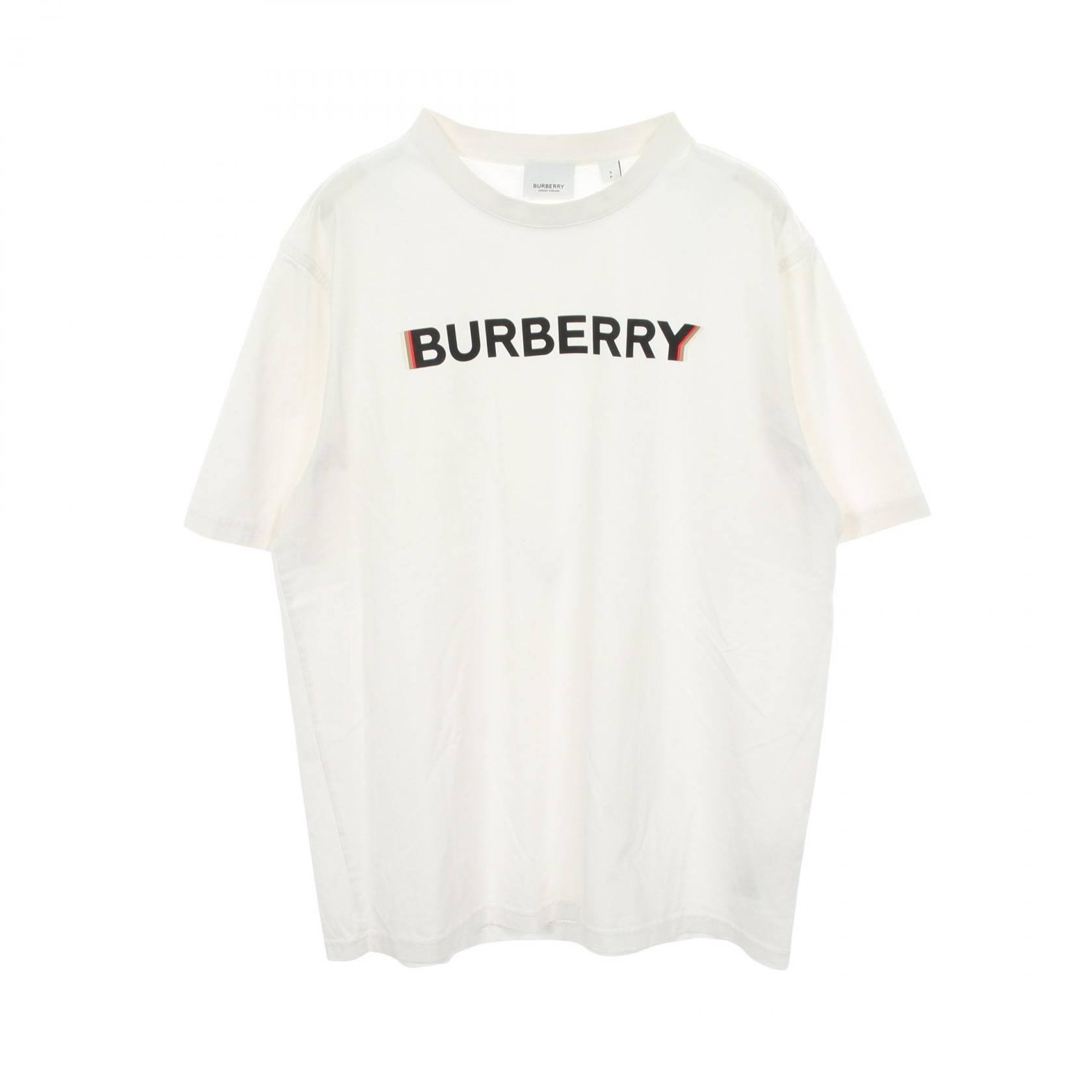 Used] Burberry Short-Sleeve T-Shirt, Logo Print, Crew Neck, Cotton