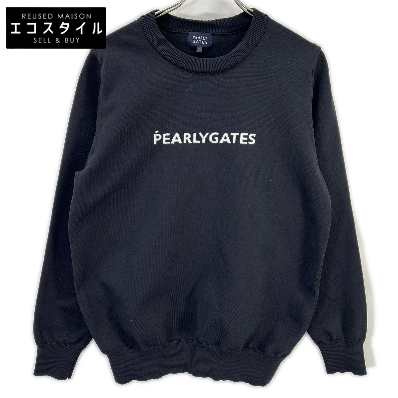 トップス PEARLY GATES hora take Pearly Gates Black x White Front Logo Crew Neck Long Sleeve Top
