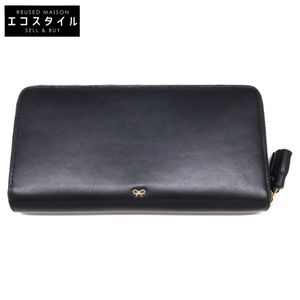 Anya Hindmarch Perforated Smiley Round Zipper Leather Long Wallet [Used]