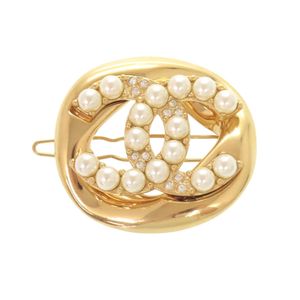 Excellent condition Chanel Coco Mark Metal Rhinestone Faux Pearl Gold Hair Clip Hair Accessory 1567 [Pre-owned] CHANEL