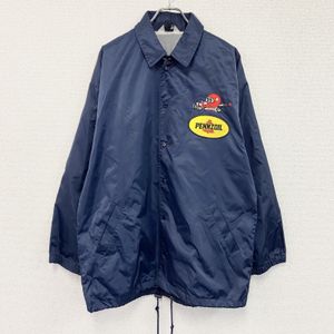 VAROZ SPORTS Pennzoil 教練夾克，帶貼布，海軍藍，L 碼，古著