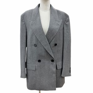 Mint condition ◇ FENDI FJ7092AC2Q 100% wool double-breasted tailored jacket, gray, size 38, made in Italy, authentic, women's, with hanger.