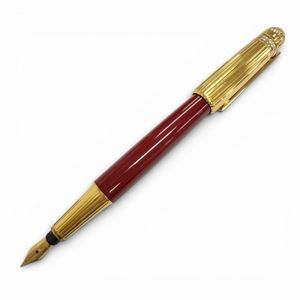 Excellent condition △ Cartier vintage Pasha de Cartier F nib Trinity fountain pen with 18K gold nib and red gemstone, Bordeaux gold, made in France, men's.