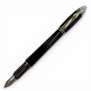 Mint Condition ▼ MONTBLANC StarWalker Special Edition 18K Nib with 1 Diamond, B Nib, 100th Anniversary Limited Edition 2006, White Star Fountain Pen, Black & Silver, Made in Germany, Men's