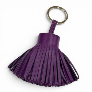 Excellent condition★HERMES Carmen Violet Silver Hardware Tassel Leather Bag Charm Keychain Made in France Women's with Box