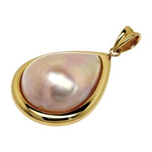 Mabe pearl pendant top/ K16 frame / K18 clasp (analyzed) 6.8g Women's [Used]