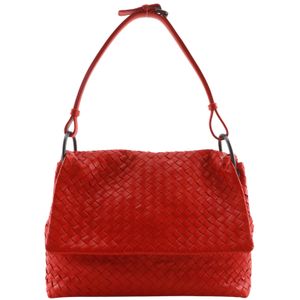 BOTTEGA VENETA Intrecciato 单肩包/斜挎包 小牛皮 红色 肩背式 A5 磁吸扣 女士【二手】