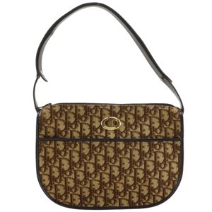Christian Dior 迪奥Dior Trotter 单肩包/斜挎包 CD Logo 复古帆布 棕色 肩背, A5 拉链款 女士【中古】