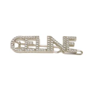 Used CELINE Crystal Monochrome Hair Clip with Rhinestones, Silver Logo, Brass CLEAR Barrette (460WH6BCZ.36SI)