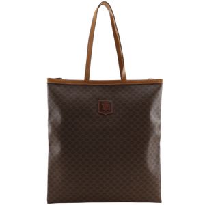 CELINE Triomphe 托特包 Macadam 印花 复古 PVC 棕色 肩背/手提 A4 尺寸 按扣 男女通用【二手】