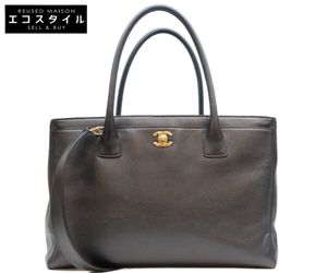 Chanel 샤넬 14번 A15206 블랙 그레인드 카프스킨 골드 하드웨어 2WAY 에그제큐티브 토트백 【중고】
