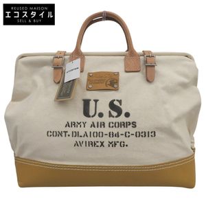 Avirex Mason Bag, Canvas x Leather, Handbag, Women's, Off-White x Camel, 6129003 (Used) - Excellent Condition