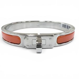 Unused ☆ HERMES Mini Click Kelly Bracelet Bangle Silver Orange Made in France Women's Comes with Box and Dust Bag