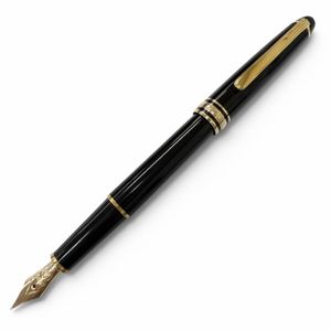 Mint condition □ MONTBLANC Meisterstück Classic 14K F nib, capped fountain pen, black and gold, made in Germany, men's.