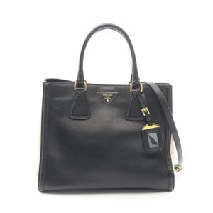 【中古】 プラダ PRADA トートバッグ ガレリア 2WAY 1BA786 ブラック/アイボリー サフィアーノレザー ガレリア ラージ 2wayハンドバッグ レディース Used B