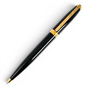 Mint condition ▲ Dupont FIDELIO twist-action ballpoint pen, black and gold, made in France, men's, with box.