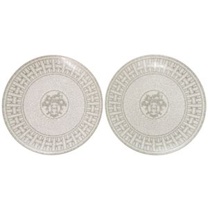 Unused Hermes Dessert Plate Mosaic 24cm Porcelain Ceramic Gray Tableware 1605 [Used] HERMES