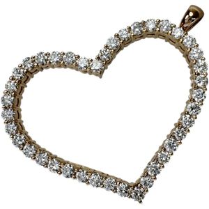 Heart motif diamond 1.305ct pendant top in 18K pink gold (6.2g) for women. [Pre-owned]