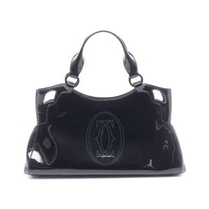 【二手】卡地亞 CARTIER Marcello de Cartier SM 黑色漆皮 Marcello 手提包 女士二手 B