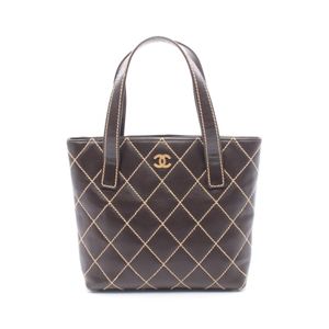 【중고】 Chanel 샤넬 토트백 와일드 스티치 다크 브라운 레더 와일드 스티치 토트백 여성용 Used A