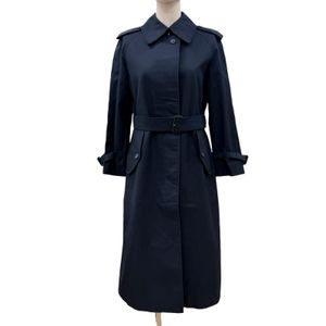 Excellent condition◇Burberrys vintage cotton trench coat with Nova Check lining, leather accents, and belt. Navy, size S, women's.