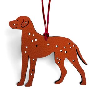 Mint condition ☆ HERMES Petit H Leather Rose Ete/Etoupe Dog Dalmatian Bag Charm Made in France Women's