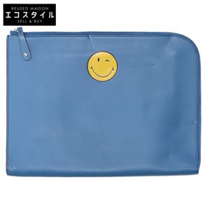 Anya Hindmarch Smile L-shaped zipper leather clutch bag [Used]