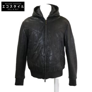 Armani Collezioni Lamb Leather Hooded Padded Jacket, Size 54 [Used]