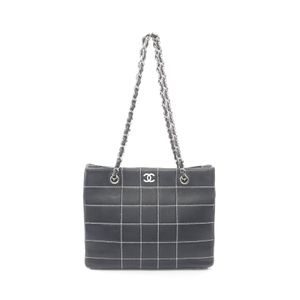 [Used] Chanel CHANEL Tote Bag Chocolate Bar Navy Leather Chocolate Bar Chain Tote Women's Used B