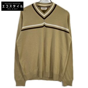 Hermes Beige Wool V-Neck Knit Sweater, Size L [Used]
