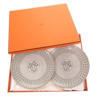 近全新愛馬仕 Mosaic 24 鉑 P035007P 陶瓷馬紋皮革Plate盤 1605 [二手] 愛馬仕