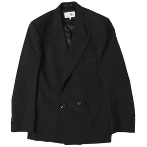 MM8 (MM6) 25AW Italian-made LIGHT WOOL BLEND JACKET Unisex Light Wool Blend Double-Breasted Jacket SH2BN0021 M35436 S BLACK Maison Margiela Retail Price ¥272,800 Blazer Outerwear [New/Used] [Pre-owned] [MM8]