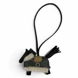 Unused ☆ HERMES Rodeo Charm PM Robeo Brushed Leather Black/Vert Mangrove/Beige Malfa Bag Charm G Stamp (2026) Made in France Women's with Box
