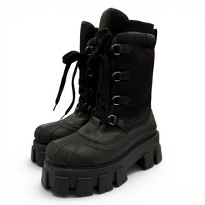 Unused item☆PRADA 1U363M Monolith logo lace-up short boots, black, size 36, made in Italy, women's, with dust bag.