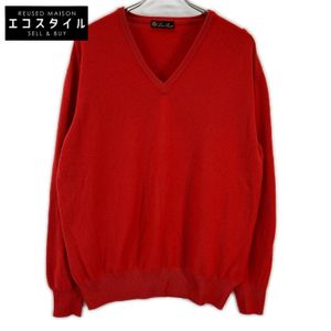 Loro Piana Orange Cashmere V-Neck Knit Sweater, Size 50 [Used]