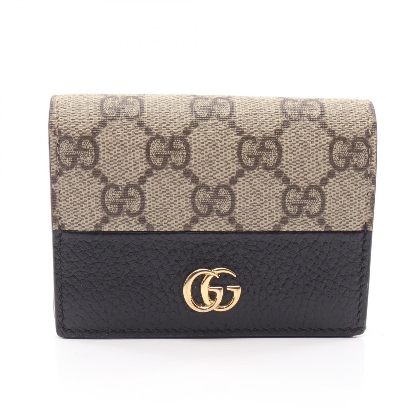 中古】 グッチ GUCCI 二つ折り財布 GGマーモント GGスプリーム 658610