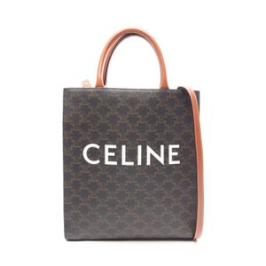 【二手】Celine CELINE托特包 小號豎款 Cabas Triomphe 2WAY 191542 黑色/ブラウンPVC 塗層帆布皮革 Triomphe 垂直款 Cabas 小號