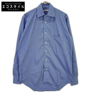 Loro Piana Blue Gingham Check Long-Sleeve Shirt, Size M [Used]