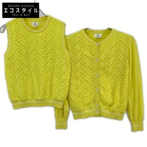 Lanvin en Bleu 3146832 Yellow Knit & Lace Cardigan Ensemble, Size 38 [Used]