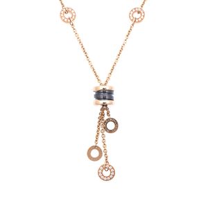 Like New Bulgari B.Zero1 Element Diamond 750PG Black Ceramic Necklace K18 Pink Gold Diamond Jewelry 1676 [Pre-owned] BVLGARI