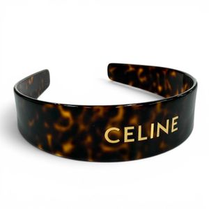 Mint condition ★ CELINE 46Y376CEA.19AG Current model Logo design Tortoiseshell pattern Hair accessory Headband Braun Made in Italy Women's With box