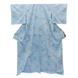 單層和服，小花紋，合成纖維 [二手]