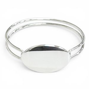 Mint condition △ TIFFANY&Co. Tiffany Vintage Oval ID Bangle Bracelet, 925 Silver, Weight 32.1g, Women's, with Box.