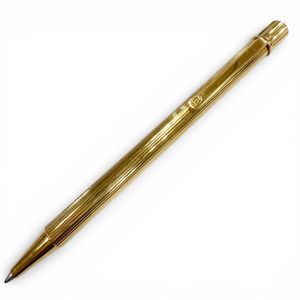 Excellent condition ▼ Cartier Must de Cartier twist-action ballpoint pen, blue ink, gold, made in France, men's, writing function confirmed.